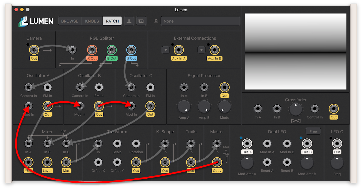 Patch Panel Screenshot Showing Oscillator Modulation Normals