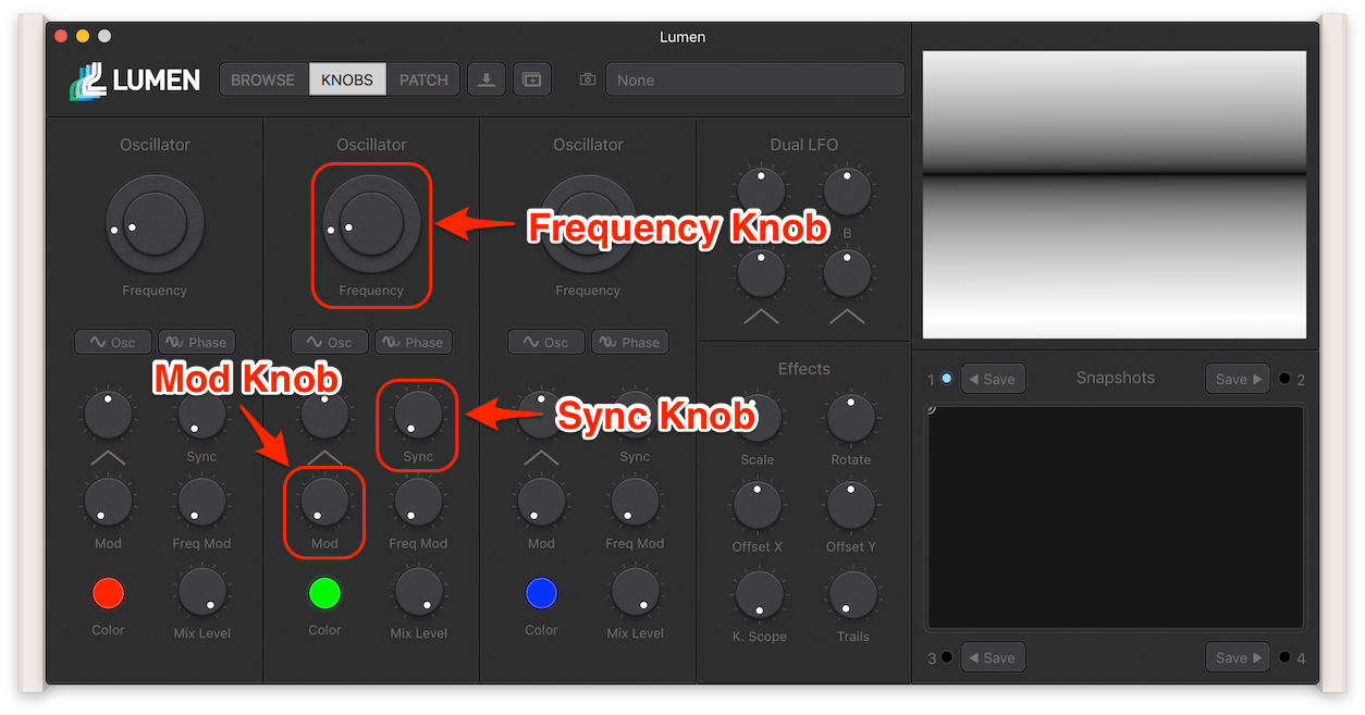 Knobs Panel Screenshot