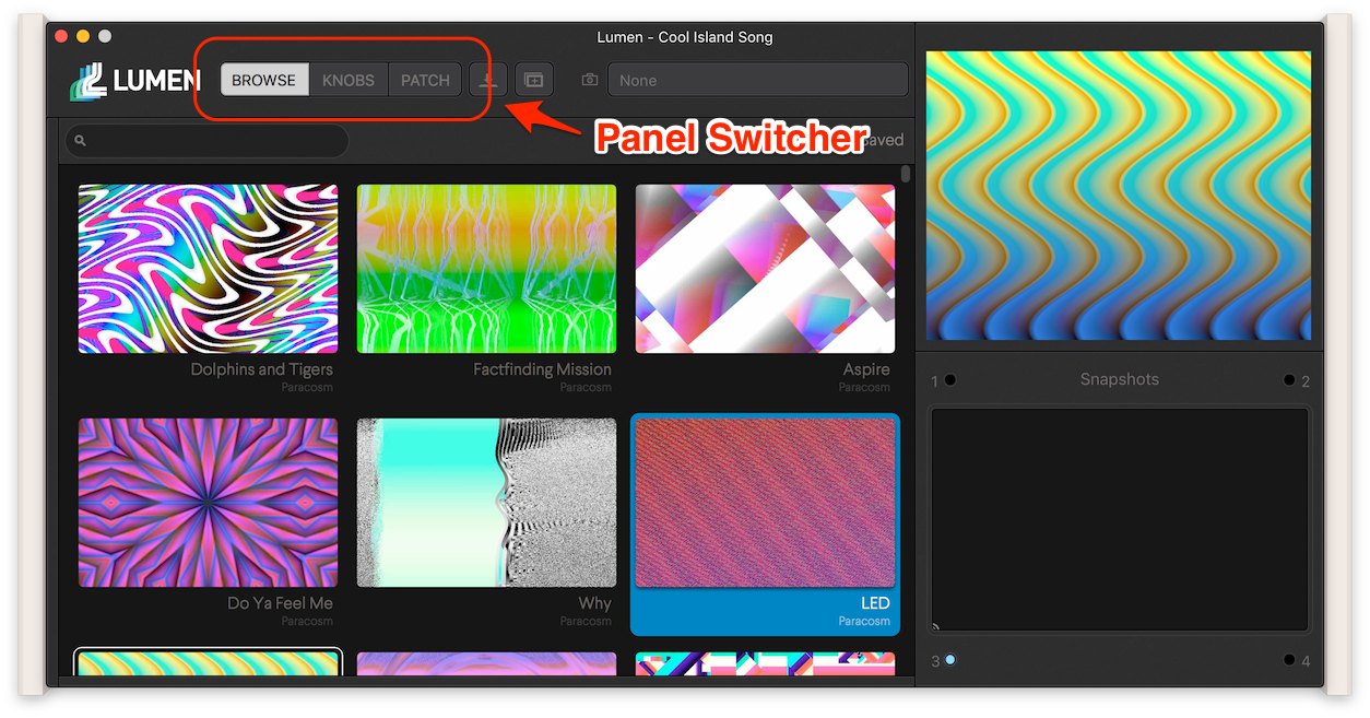 Panel Switcher Screenshot Highlight