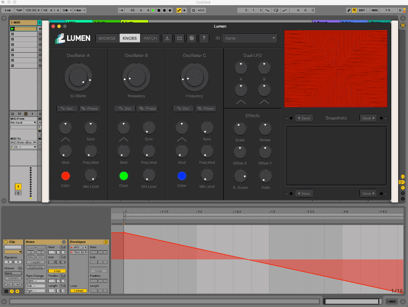 Image of Lumen Being Controlled by Ableton Live